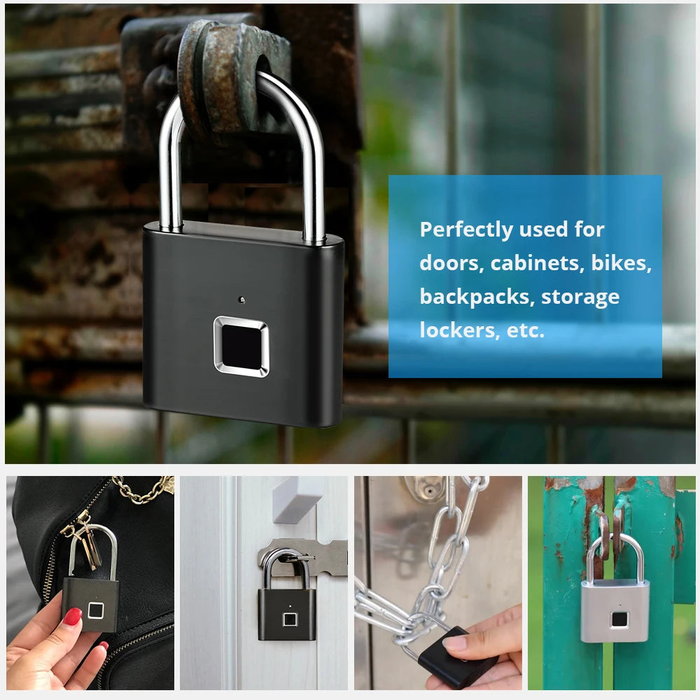 SEP Smart Fingerprint Padlock Waterproof Biometric Zinc Alloy Lock with Rechargeable Battery