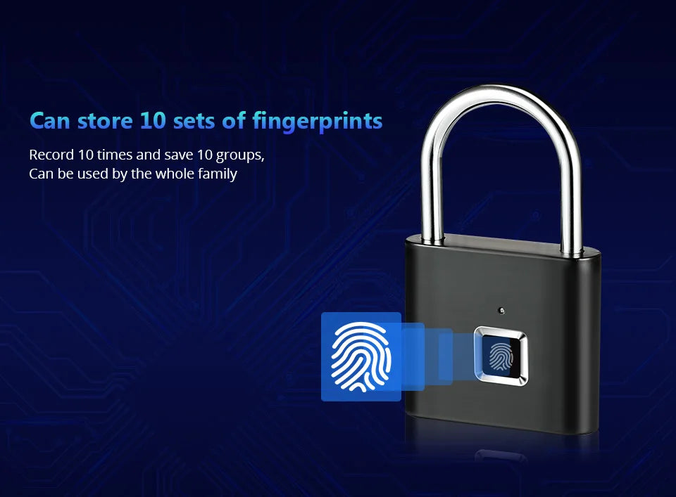 SEP Smart Fingerprint Padlock Waterproof Biometric Zinc Alloy Lock with Rechargeable Battery