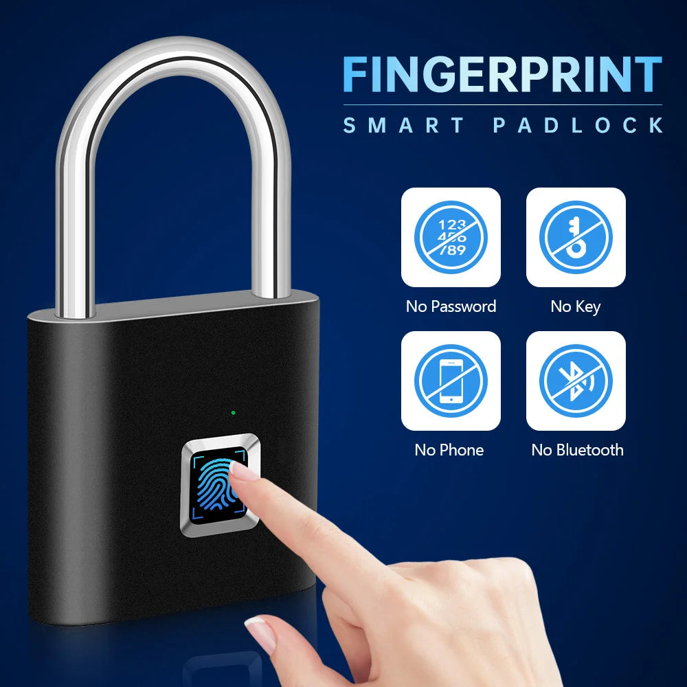 SEP Smart Fingerprint Padlock Waterproof Biometric Zinc Alloy Lock with Rechargeable Battery