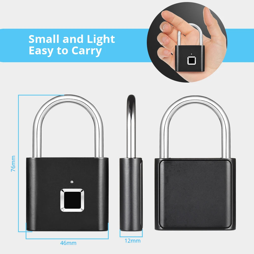 SEP Smart Fingerprint Padlock Waterproof Biometric Zinc Alloy Lock with Rechargeable Battery