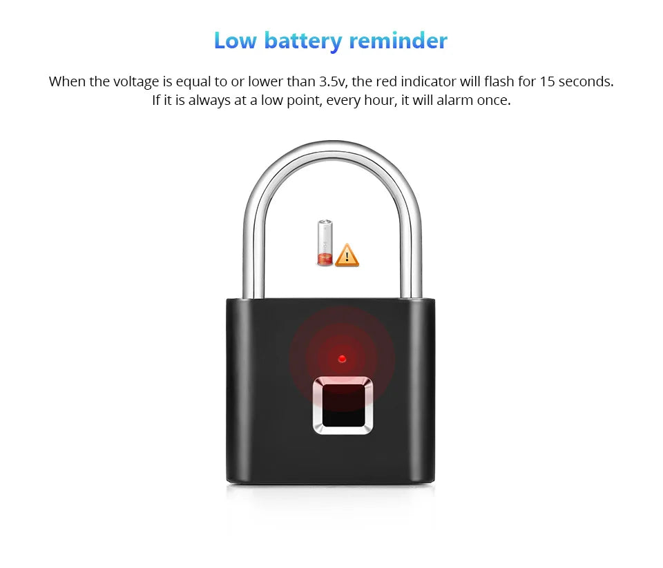 SEP Smart Fingerprint Padlock Waterproof Biometric Zinc Alloy Lock with Rechargeable Battery