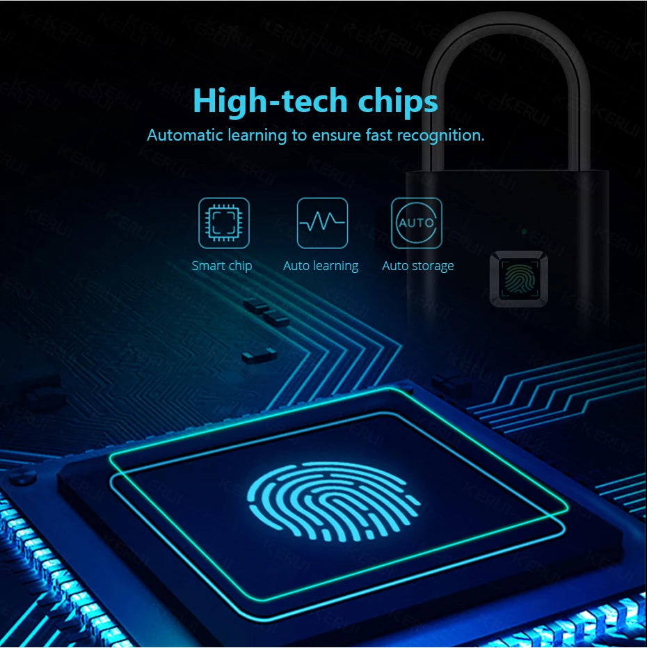 SEP Smart Fingerprint Padlock Waterproof Biometric Zinc Alloy Lock with Rechargeable Battery