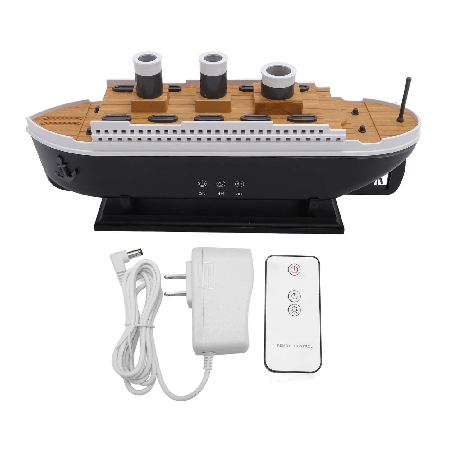 【HOT】Aromatherapy Diffuser 250ml Retro Ship Essential Oil Diffuser Desktop Humidifier with Remote Control for Bedroom Office