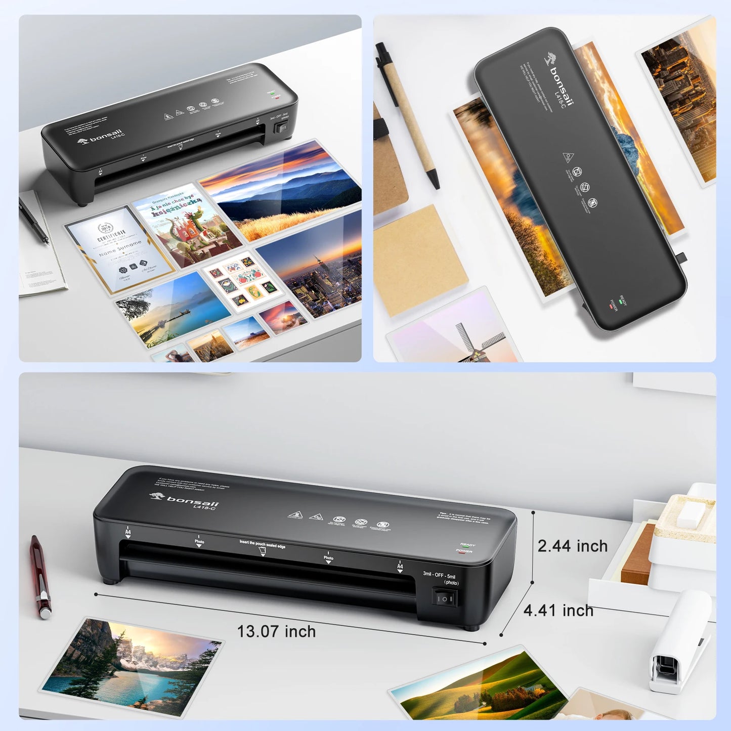 Bonsaii 9-Inch Thermal Laminator with Never Jam Tech for Docs, Posters, Photos - Simple & Convenient for Home, Office, School