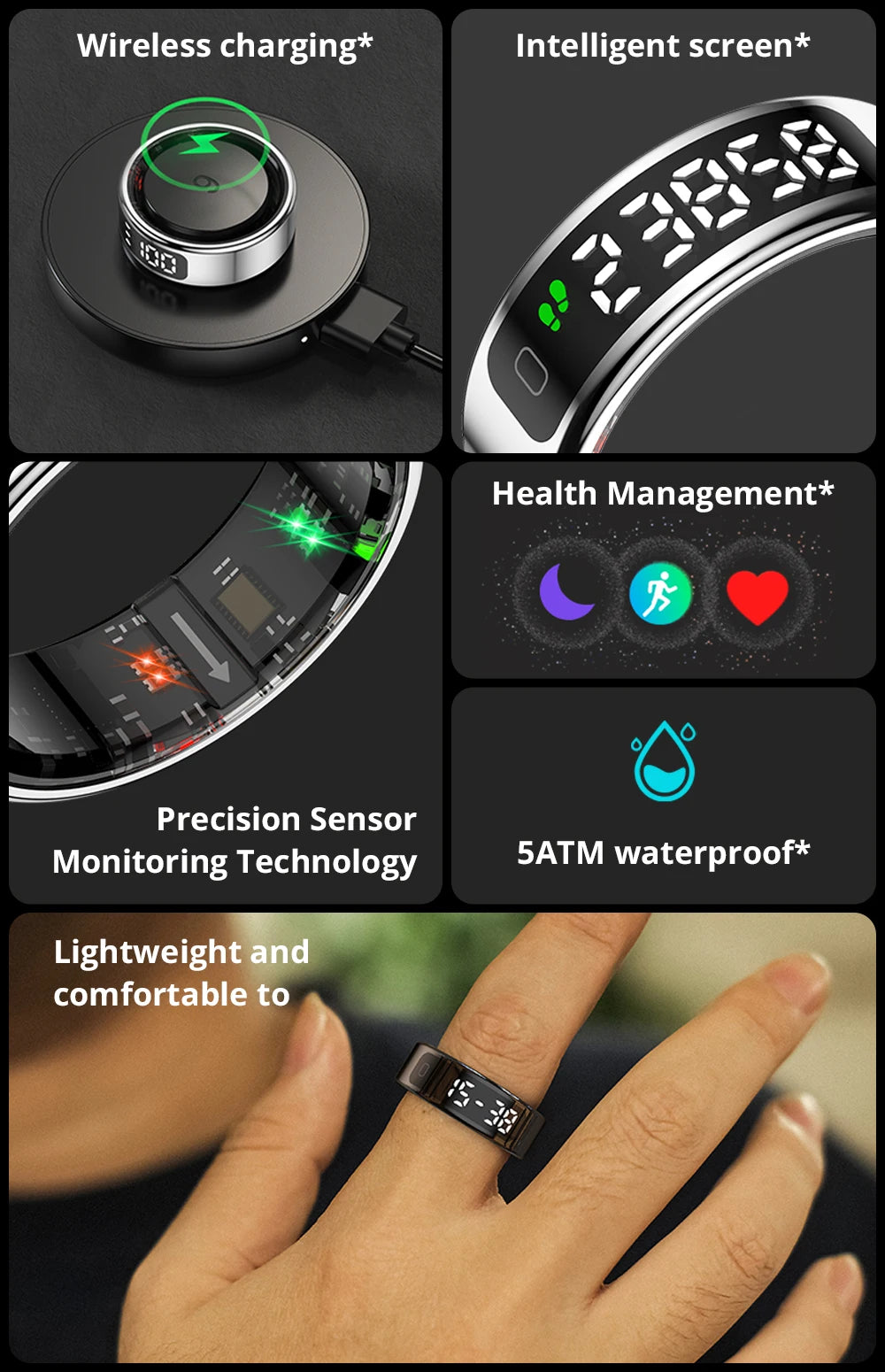 SEP R12 Smart Ring Waterproof Fitness & Health Tracking Ring