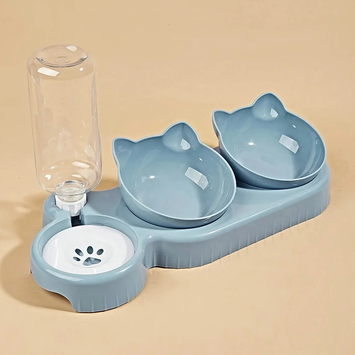 SEP Pet Feeding Station Tilted Cat Bowls with Water Feeder & Neck Protection