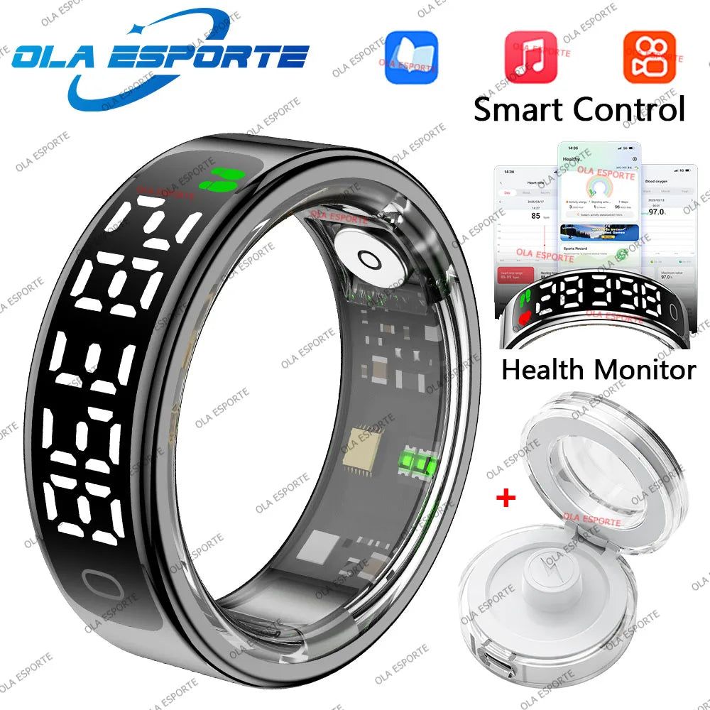 For Smart Ring Hd Screen Tiktok Control 5ATM Waterproof for Smartring forGalaxy Women Men Ring HeartRate Monitor