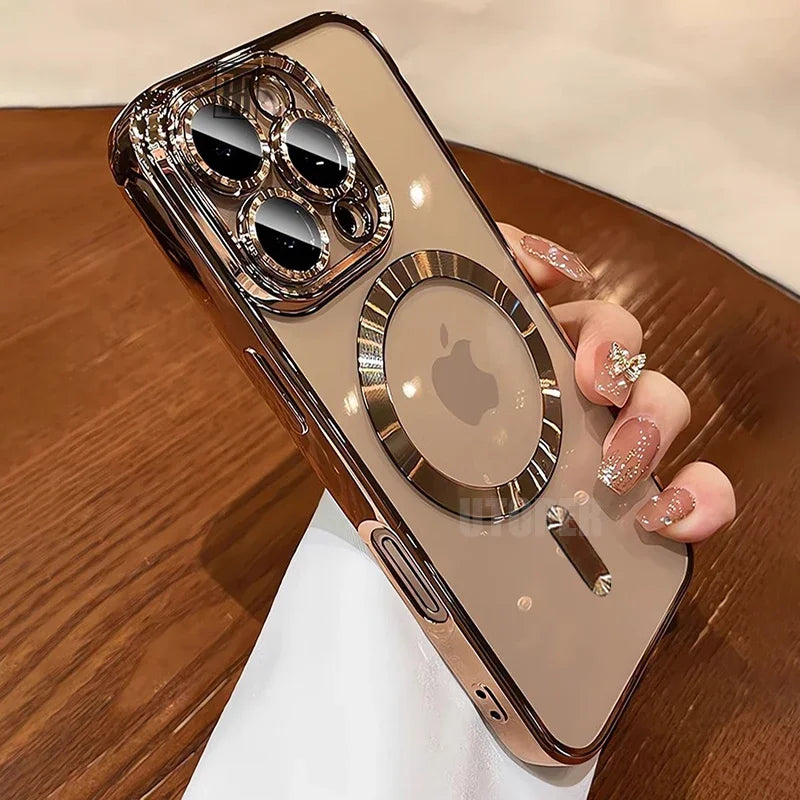 Phone Case For iPhone 16 15 14 13 12 11 Pro Max Plus Clear Magsafe Magnetic Lens Protect Soft Cover