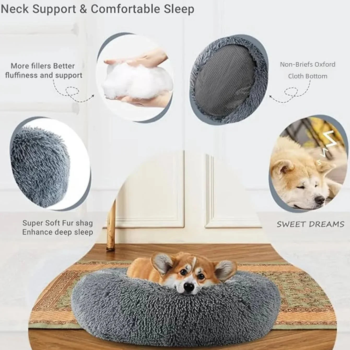 SEP Soft Plush Pet Bed Warm Sleeping House for Small & Large Dogs