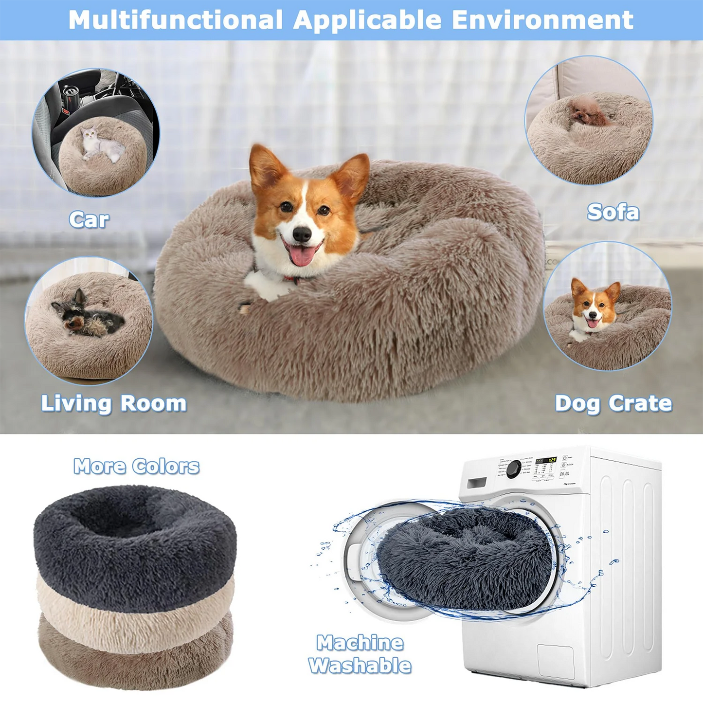 SEP Soft Plush Pet Bed Warm Sleeping House for Small & Large Dogs