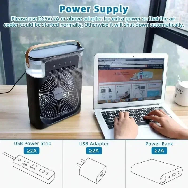 SEP 4-in-1 Portable Desk Fan Air Conditioner, Misting & Humidifier for Home/Office