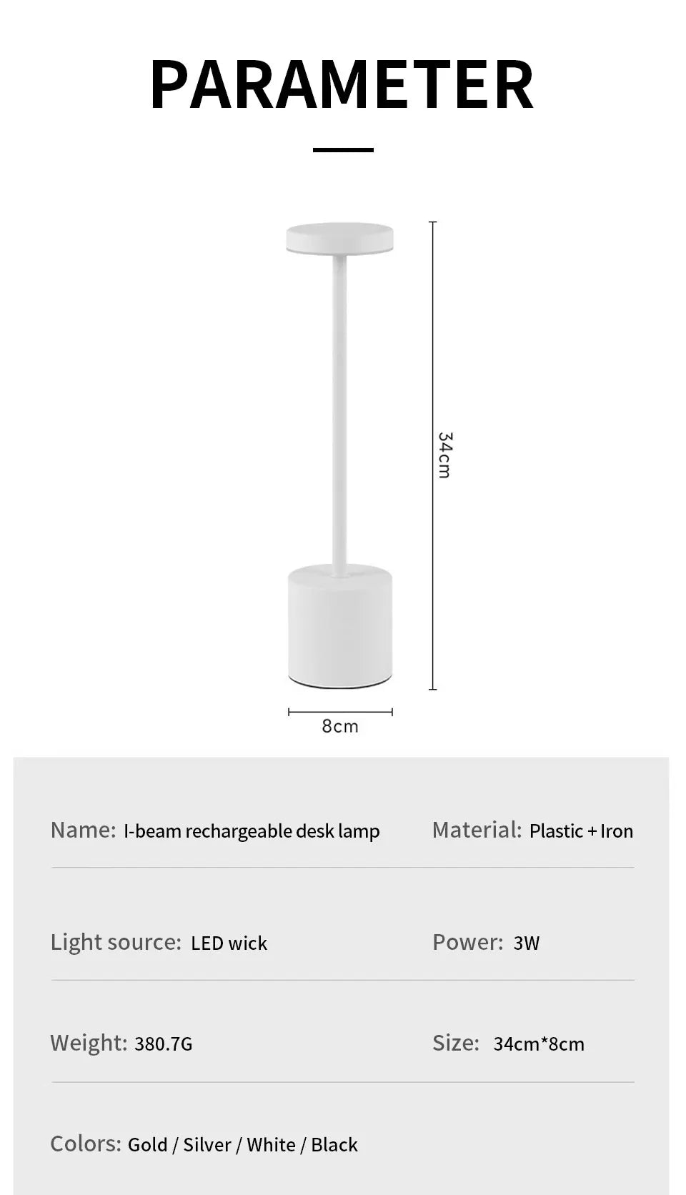 SEP Rechargeable LED Table Lamp Bedside & Dining Light with Adjustable Brightness