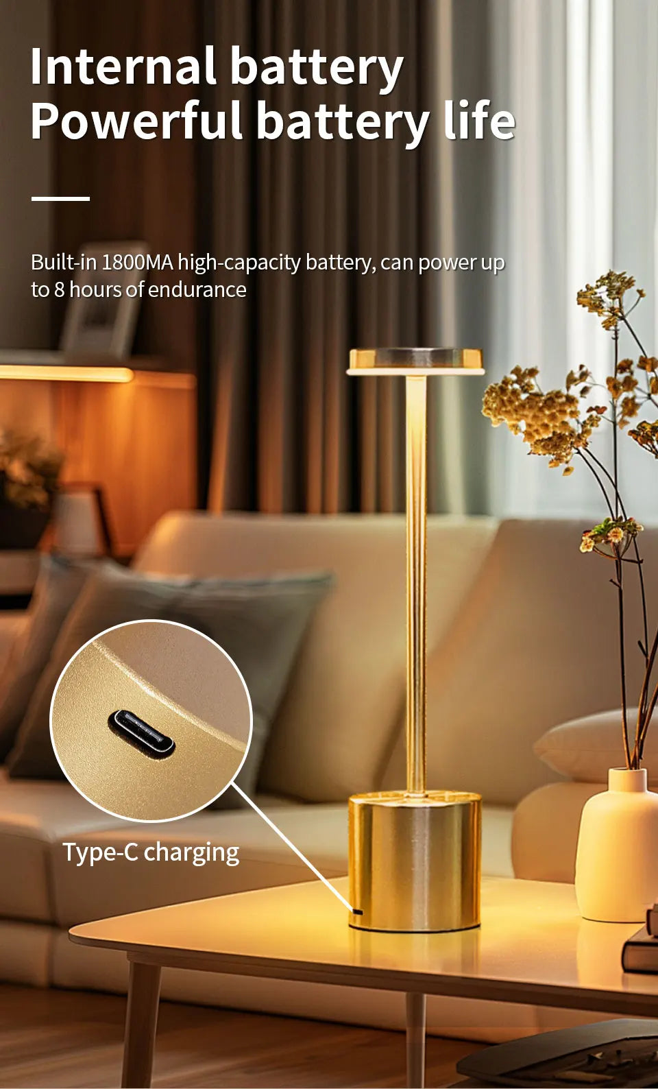 SEP Rechargeable LED Table Lamp Bedside & Dining Light with Adjustable Brightness