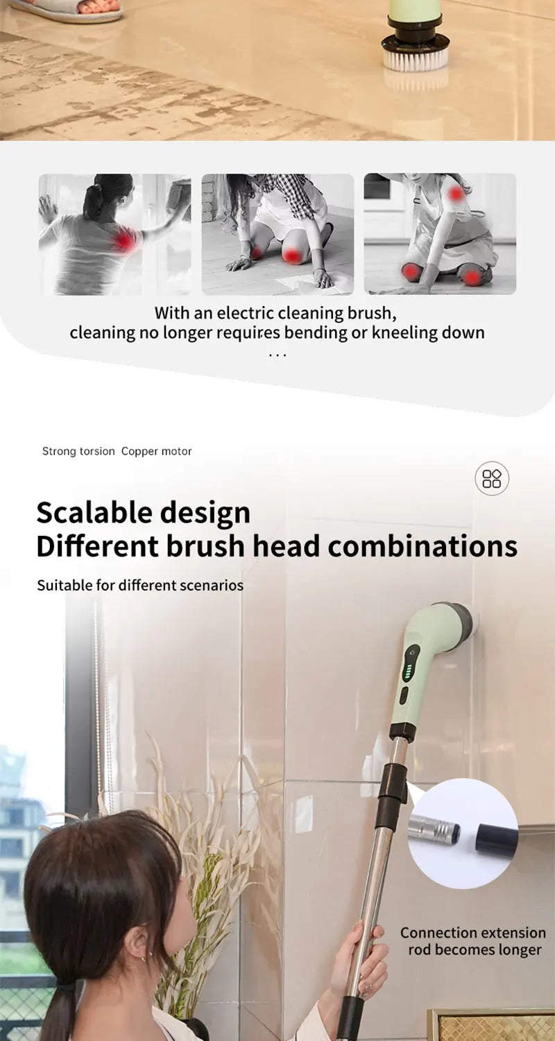 SEP 9-in-1 Electric Cleaning Brush Spin Scrubber for Kitchen, Bathroom & Home
