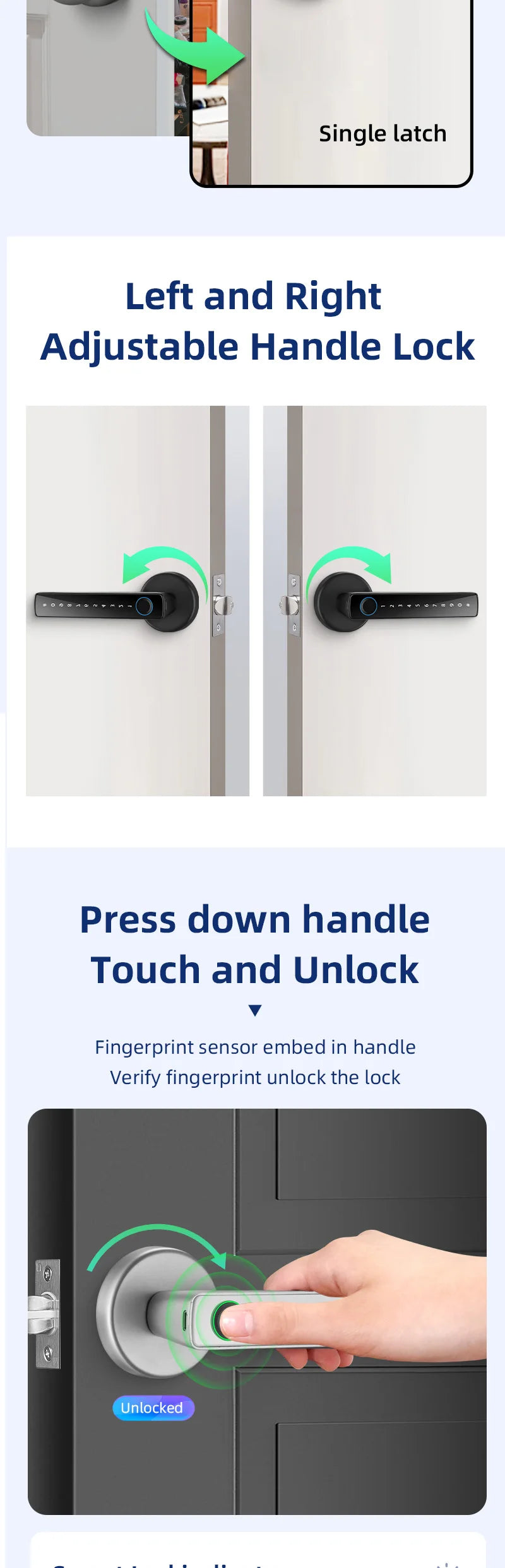 SEP Electronic Door Lock Fingerprint, Password & IC Card Unlock for Home