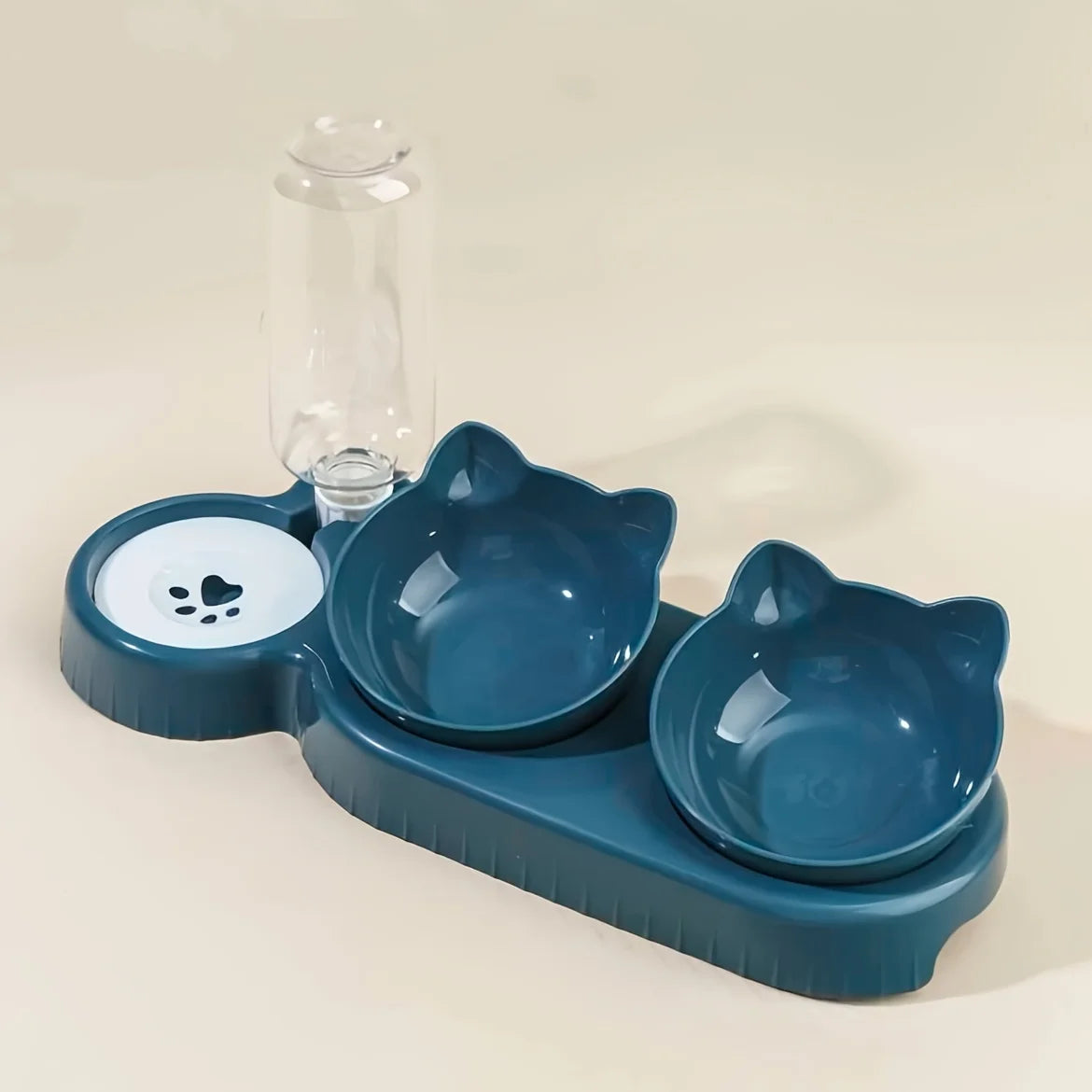 SEP Pet Feeding Station Tilted Cat Bowls with Water Feeder & Neck Protection