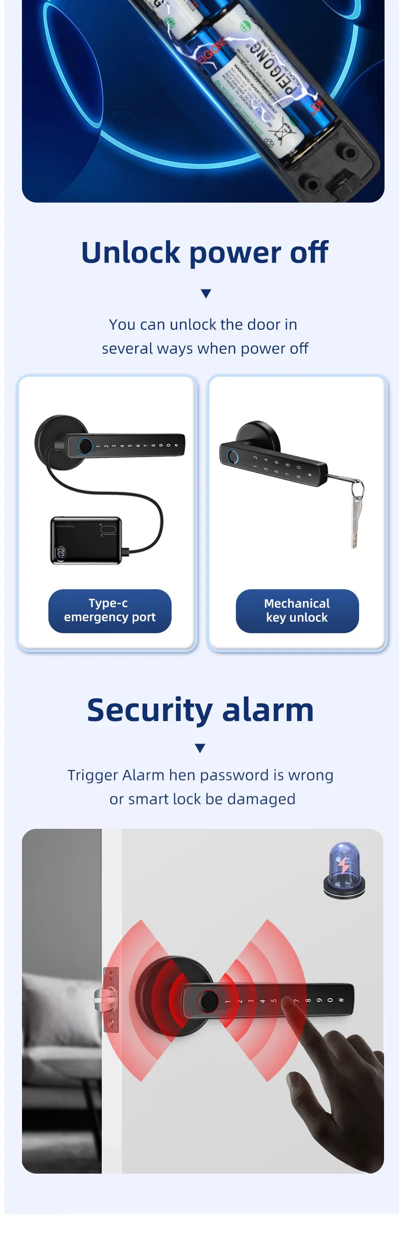 SEP Electronic Door Lock Fingerprint, Password & IC Card Unlock for Home