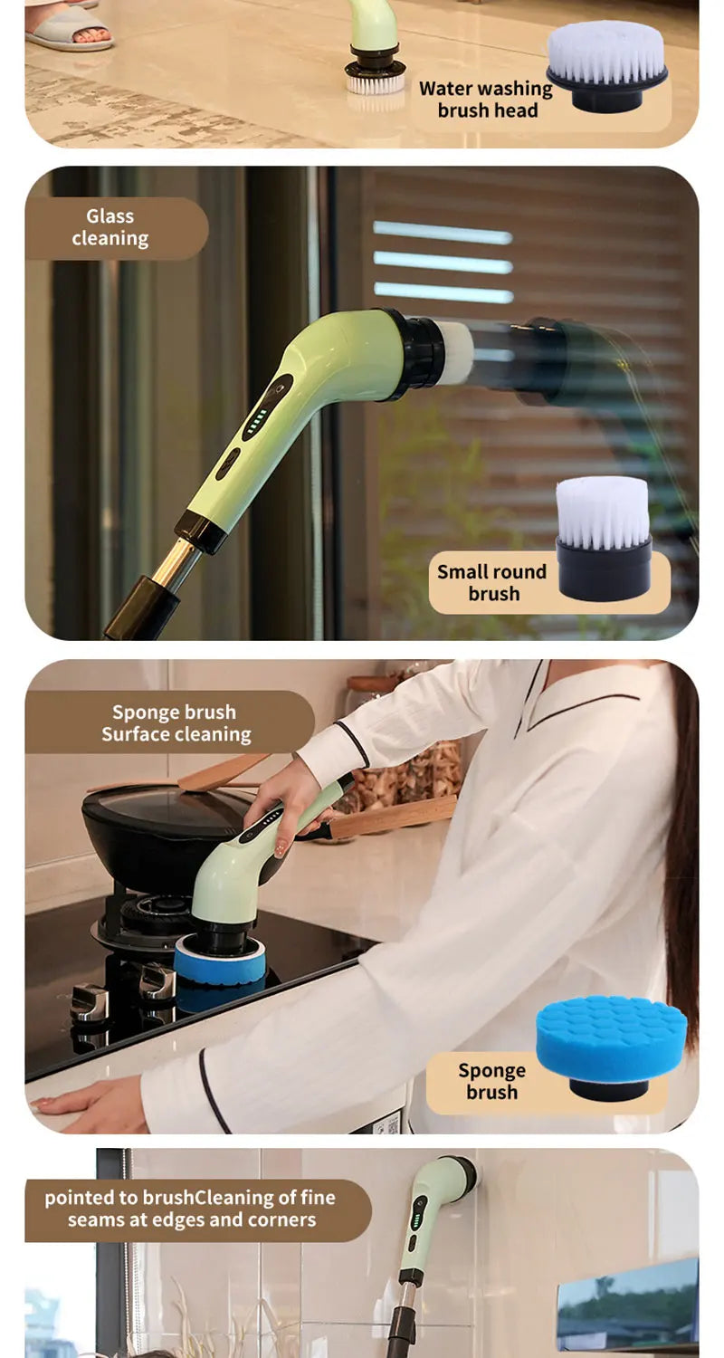 SEP 9-in-1 Electric Cleaning Brush Spin Scrubber for Kitchen, Bathroom & Home