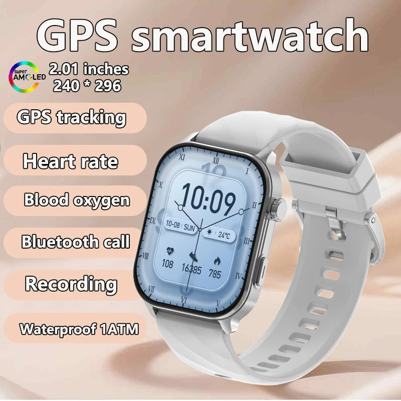 2025 New GPS Smart Watch Heart Rate Blood Oxygen Blood Pressure Monitoring Bluetooth Call NFC 3ATM GPS Tracking Men's Smartwatch