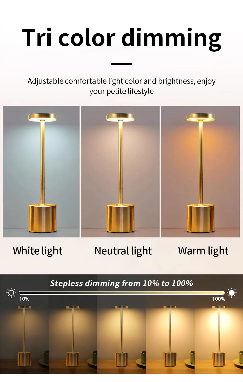 SEP Rechargeable LED Table Lamp Bedside & Dining Light with Adjustable Brightness