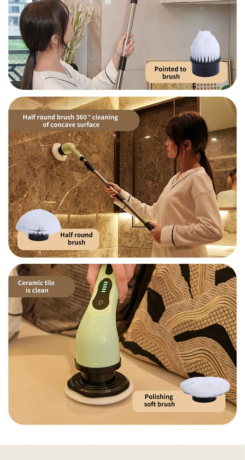 SEP 9-in-1 Electric Cleaning Brush Spin Scrubber for Kitchen, Bathroom & Home