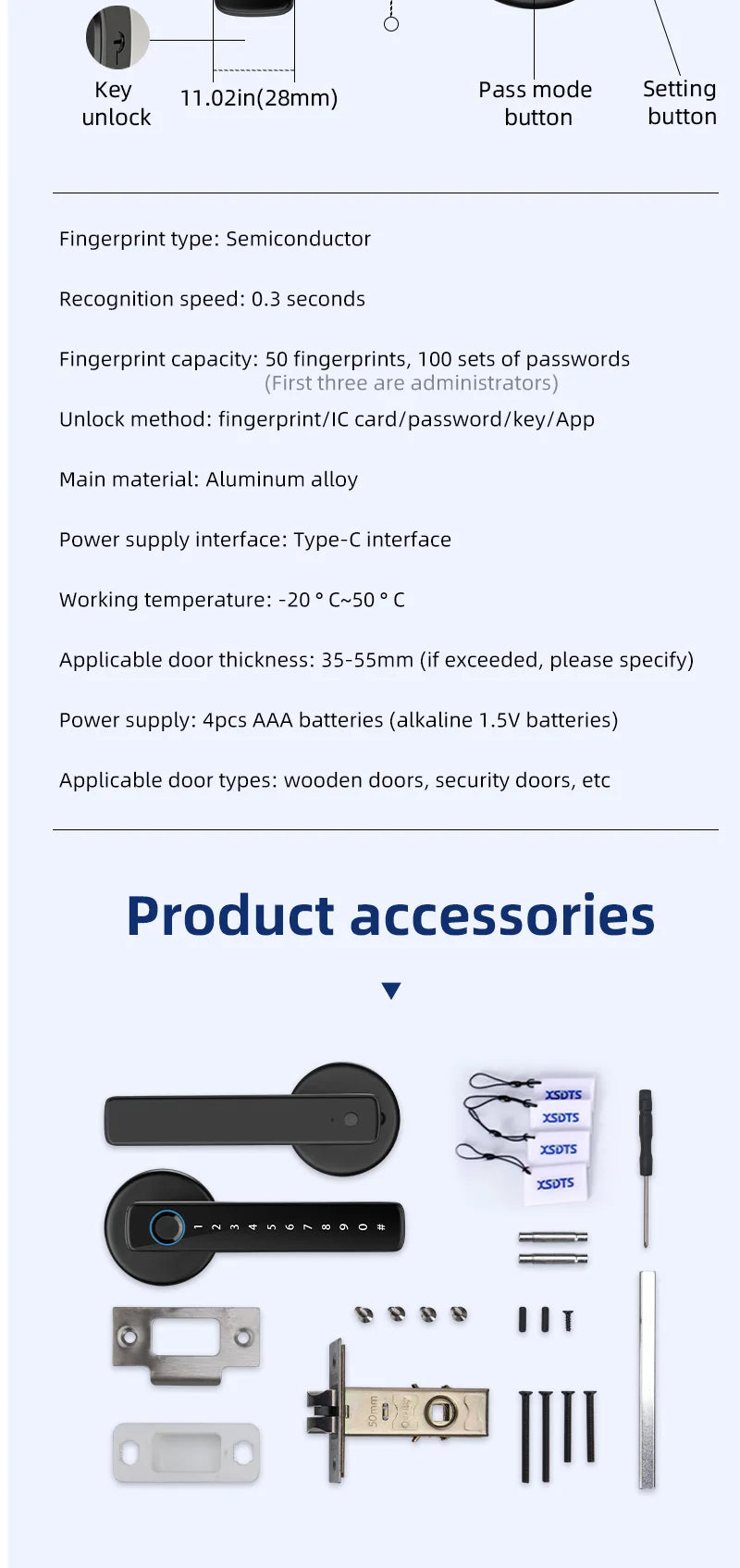 SEP Electronic Door Lock Fingerprint, Password & IC Card Unlock for Home