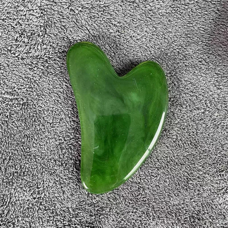 Gua Sha Board Heart-Shaped Natural Pink Green Resin Jade Scraper Facial SPA Neck Massager Portable Skin Care Beauty Healty TooL
