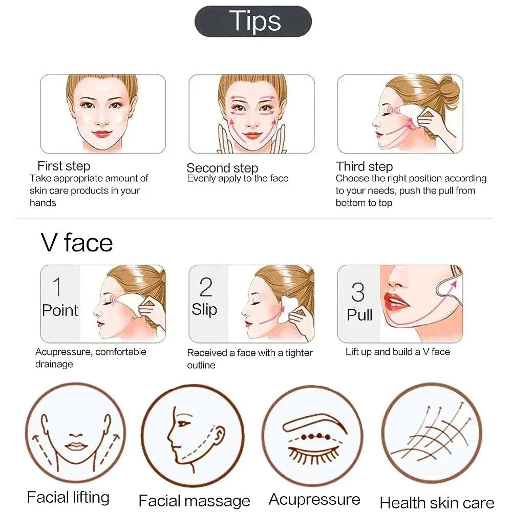 Gua Sha Board Heart-Shaped Natural Pink Green Resin Jade Scraper Facial SPA Neck Massager Portable Skin Care Beauty Healty TooL