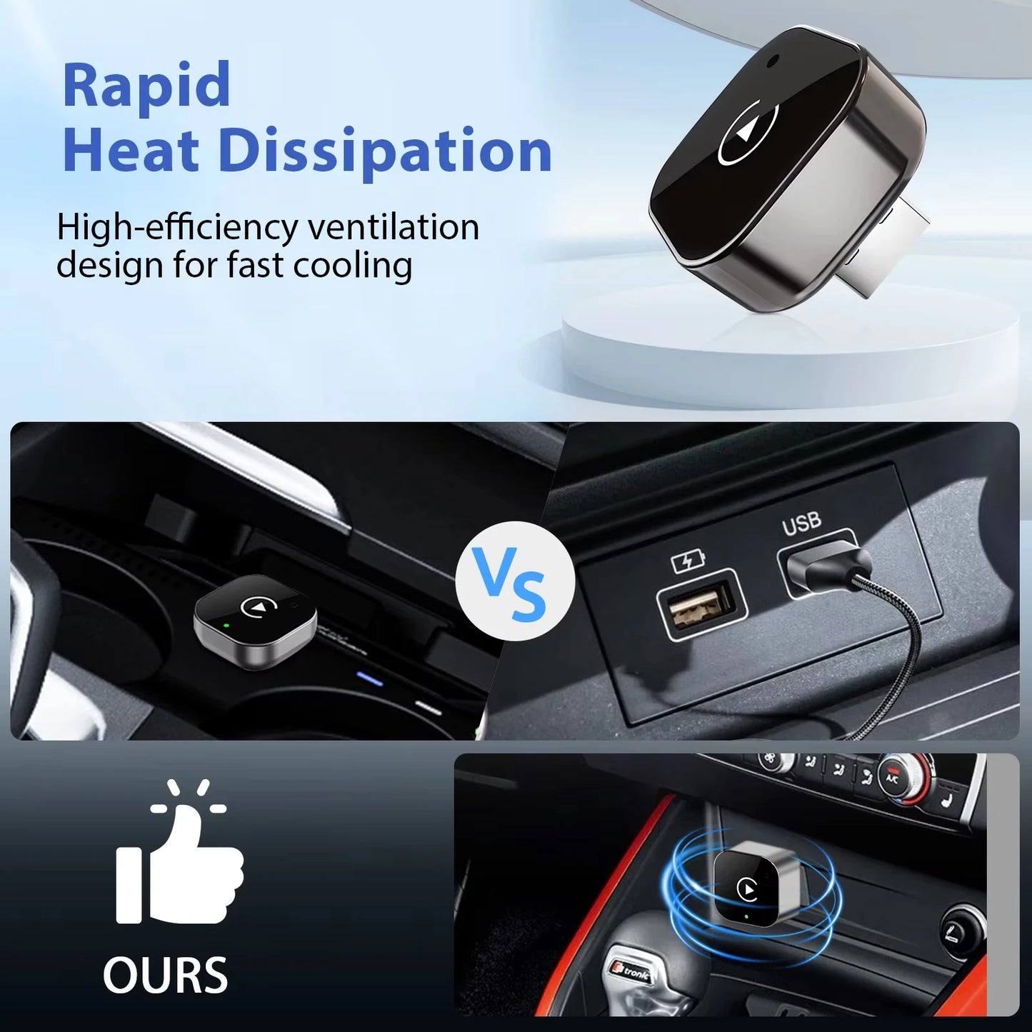 XUDA 2in1 Wireless CarPlay Adapter Android Auto AI Smart Box Car Intelligent Systems For VW Toyota Nissan Honda Ford Benz