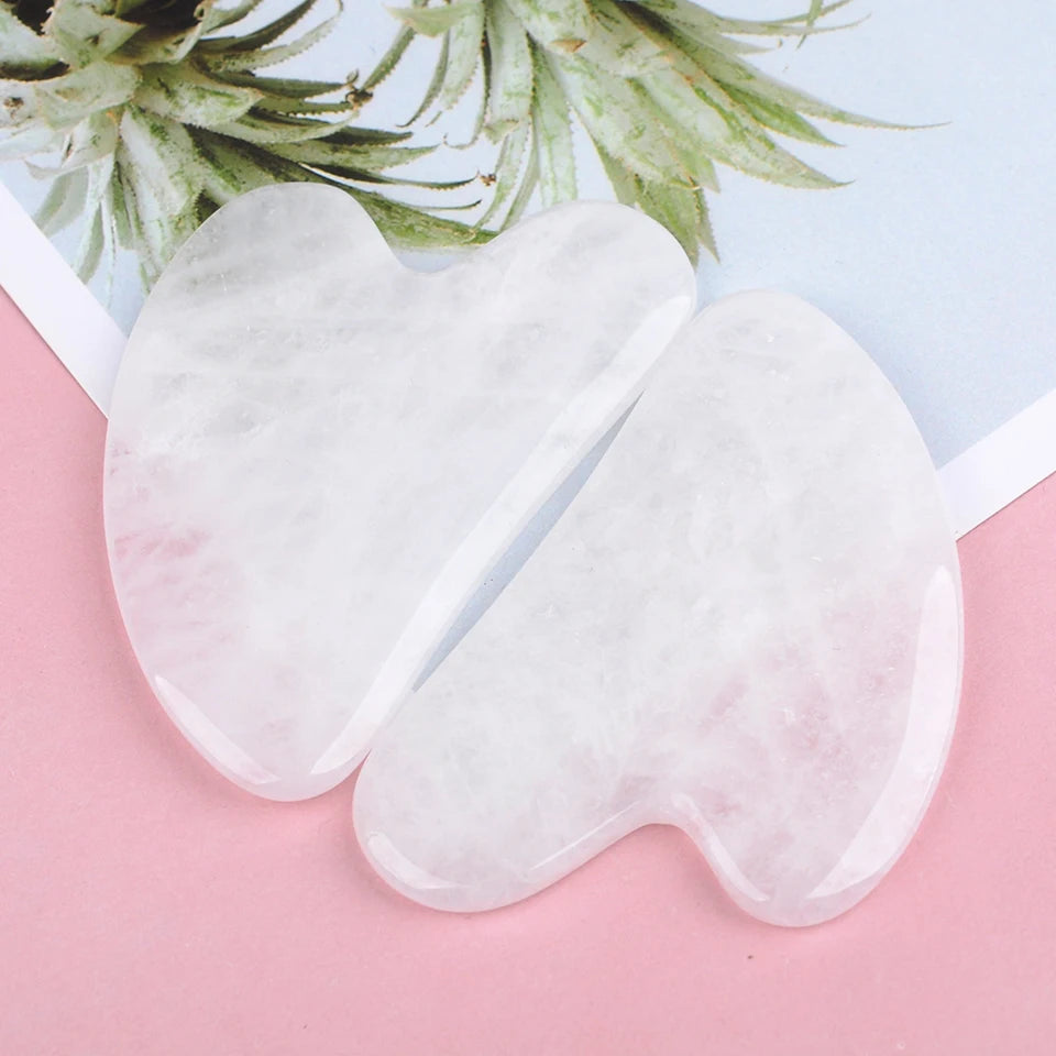 Gua Sha Board Heart-Shaped Natural Pink Green Resin Jade Scraper Facial SPA Neck Massager Portable Skin Care Beauty Healty TooL