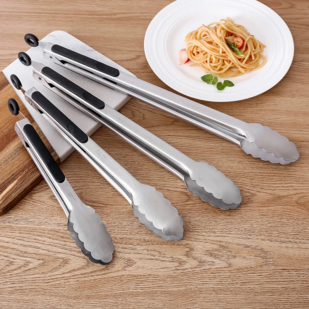 9/12/14/16 Inch BBQ Grilling Tong With Lock Stainless Steel Salad Bread Serving Tong Non-Stick BQ Tong Utensil Cooking Clip New
