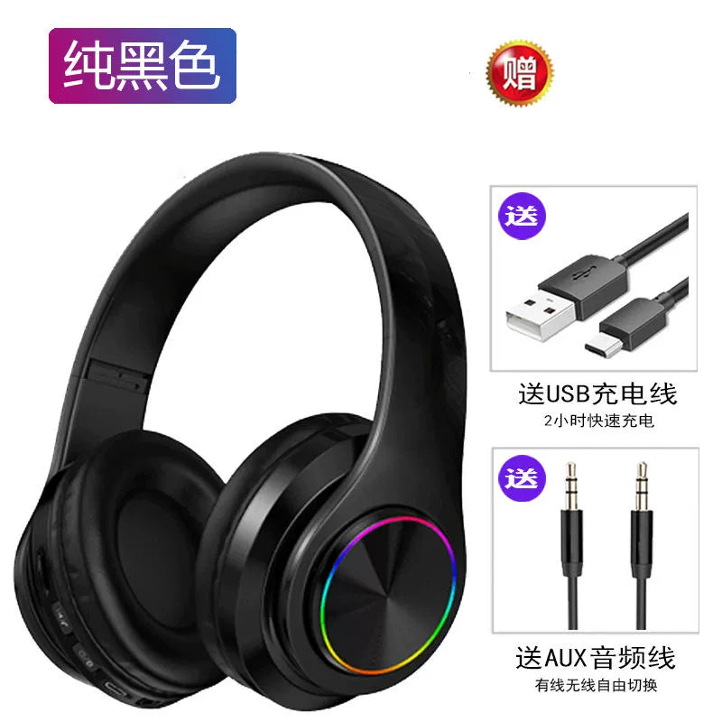 Bluetooth Headphone Head-Mounted with Microphone Mobile Phone Computer Universal Headset like Subwoofer