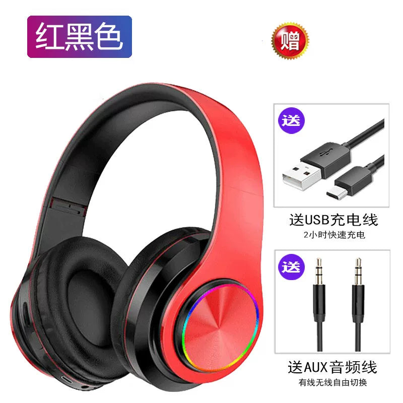 Bluetooth Headphone Head-Mounted with Microphone Mobile Phone Computer Universal Headset like Subwoofer