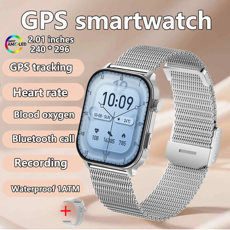 2025 New GPS Smart Watch Heart Rate Blood Oxygen Blood Pressure Monitoring Bluetooth Call NFC 3ATM GPS Tracking Men's Smartwatch