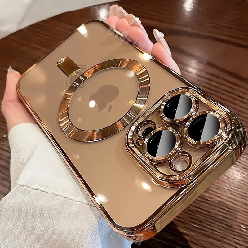 Phone Case For iPhone 16 15 14 13 12 11 Pro Max Plus Clear Magsafe Magnetic Lens Protect Soft Cover