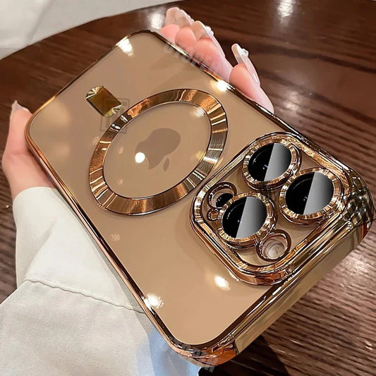 Phone Case For iPhone 16 15 14 13 12 11 Pro Max Plus Clear Magsafe Magnetic Lens Protect Soft Cover