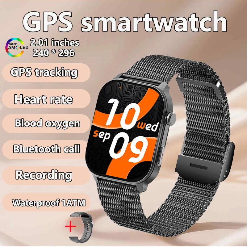 2025 New GPS Smart Watch Heart Rate Blood Oxygen Blood Pressure Monitoring Bluetooth Call NFC 3ATM GPS Tracking Men's Smartwatch