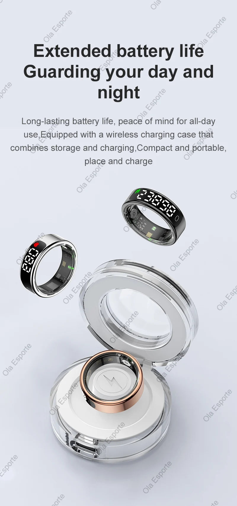 For Smart Ring Hd Screen Tiktok Control 5ATM Waterproof for  Smartring forGalaxy Women Men Ring HeartRate Monitor