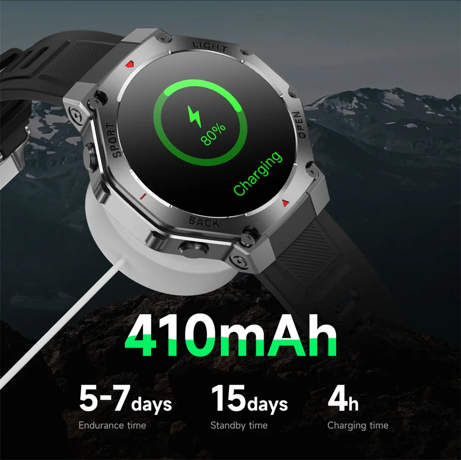 2025 New Men Sports Smart Watch GPS AMOLED Heart Rate Monitoring LED Flashlight NFC Bluetooth Call 3ATM Waterproof Smartwatches