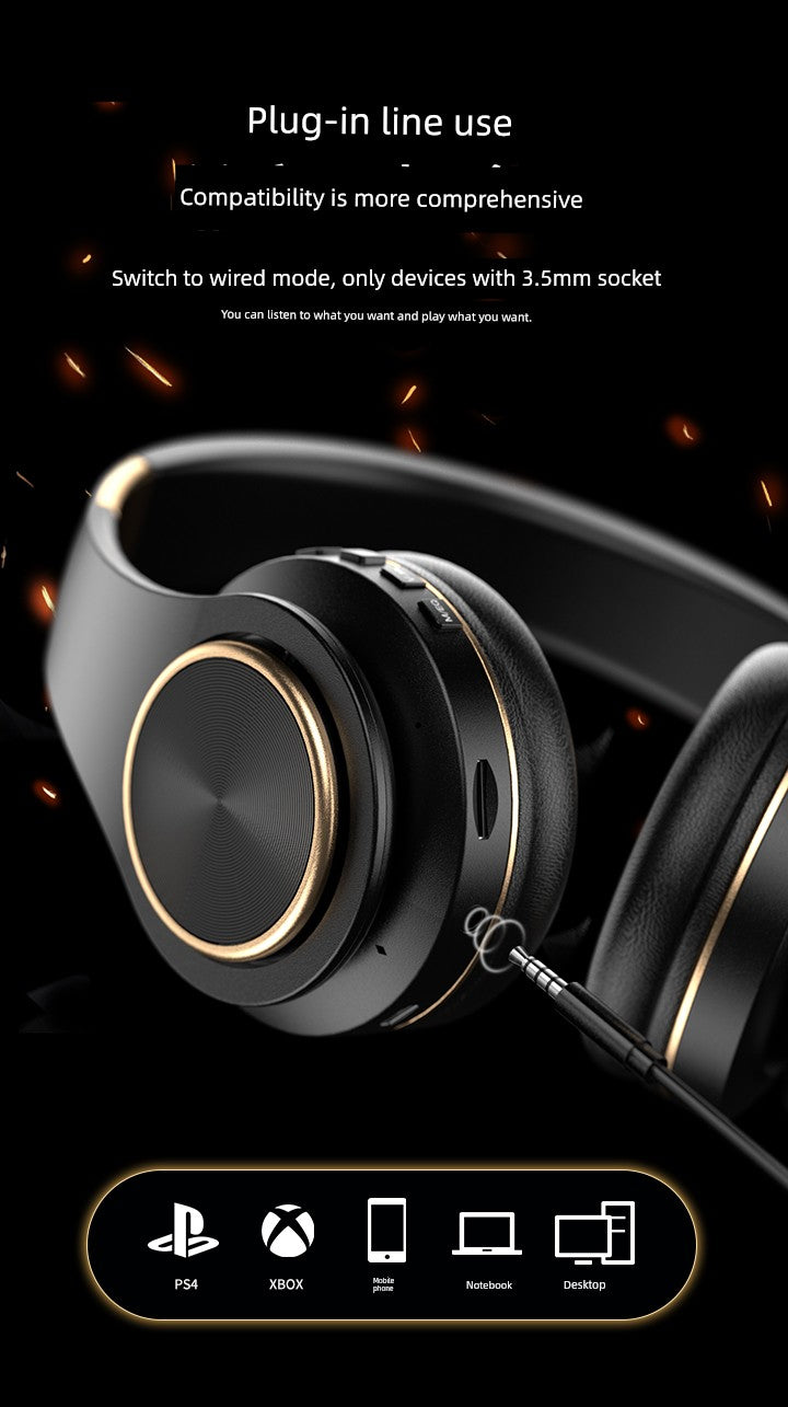 Bluetooth Headphone Head-Mounted with Microphone Mobile Phone Computer Universal Headset like Subwoofer