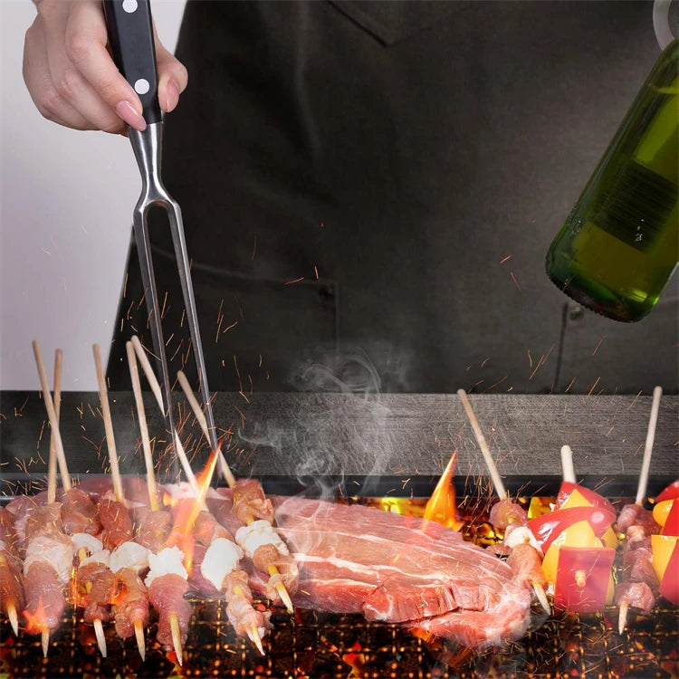 Meat Fork Stainless Steel Meat Carving Fork with Long Handle Sharp Prong Grill Fork Serving Fork for Chicken Turkey Beef JT566