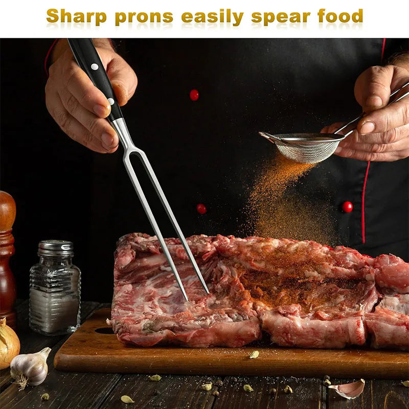 Meat Fork Stainless Steel Meat Carving Fork with Long Handle Sharp Prong Grill Fork Serving Fork for Chicken Turkey Beef JT566