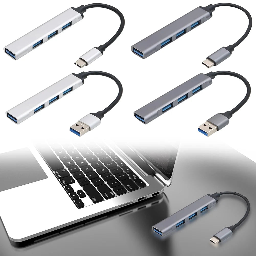 4-Port USB 3.0 Hub Adapter 5Gbps USB Splitter USB C To USB Hub Multiple USB 3.0 Hub USB Port Expander for Laptop