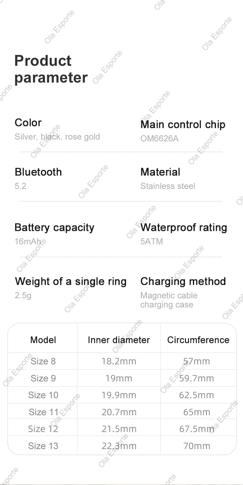 For Smart Ring Hd Screen Tiktok Control 5ATM Waterproof for  Smartring forGalaxy Women Men Ring HeartRate Monitor
