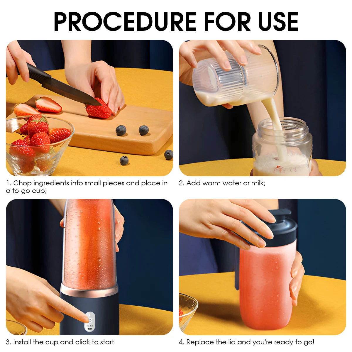 Portable Fruit Juice Blenders Summer Personal Electric Mini Bottle Home USB 6 Blades Juicer Cup Machine For Kitchen