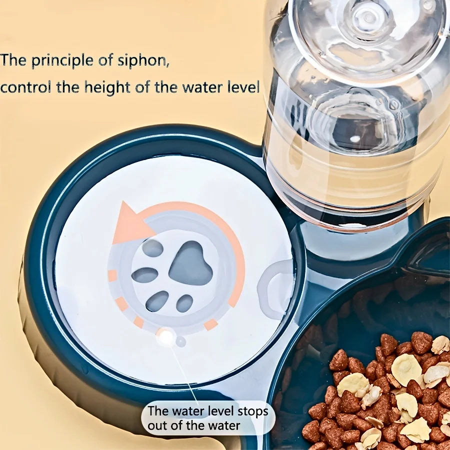 SEP Pet Feeding Station Tilted Cat Bowls with Water Feeder & Neck Protection