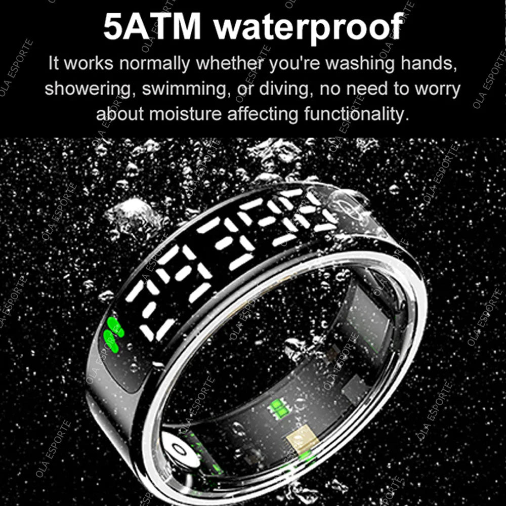 For Smart Ring Hd Screen Tiktok Control 5ATM Waterproof for  Smartring forGalaxy Women Men Ring HeartRate Monitor