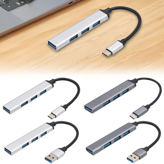 4-Port USB 3.0 Hub Adapter 5Gbps USB Splitter USB C To USB Hub Multiple USB 3.0 Hub USB Port Expander for Laptop