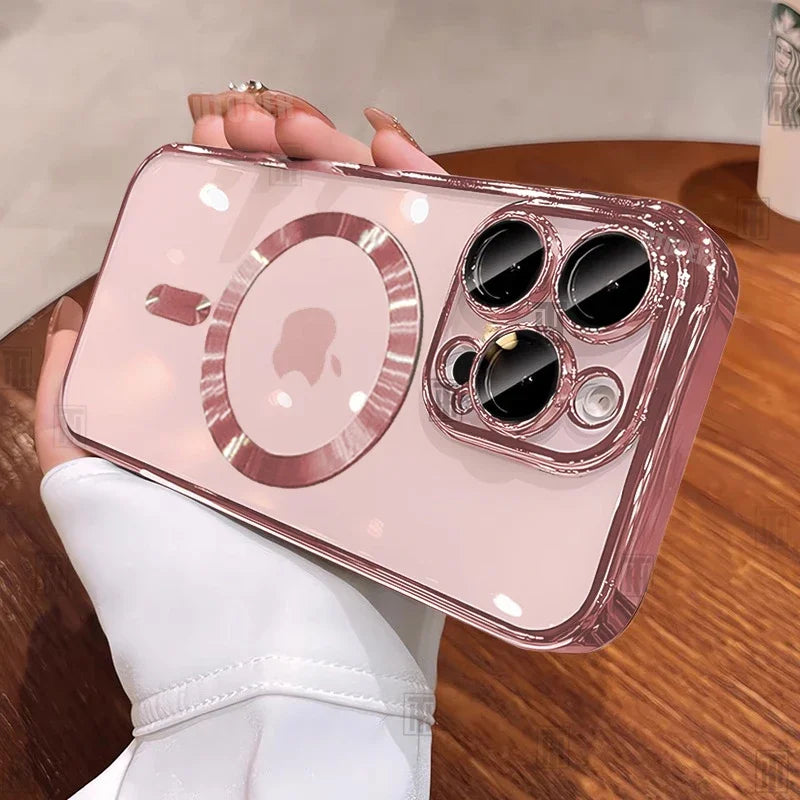Phone Case For iPhone 16 15 14 13 12 11 Pro Max Plus Clear Magsafe Magnetic Lens Protect Soft Cover