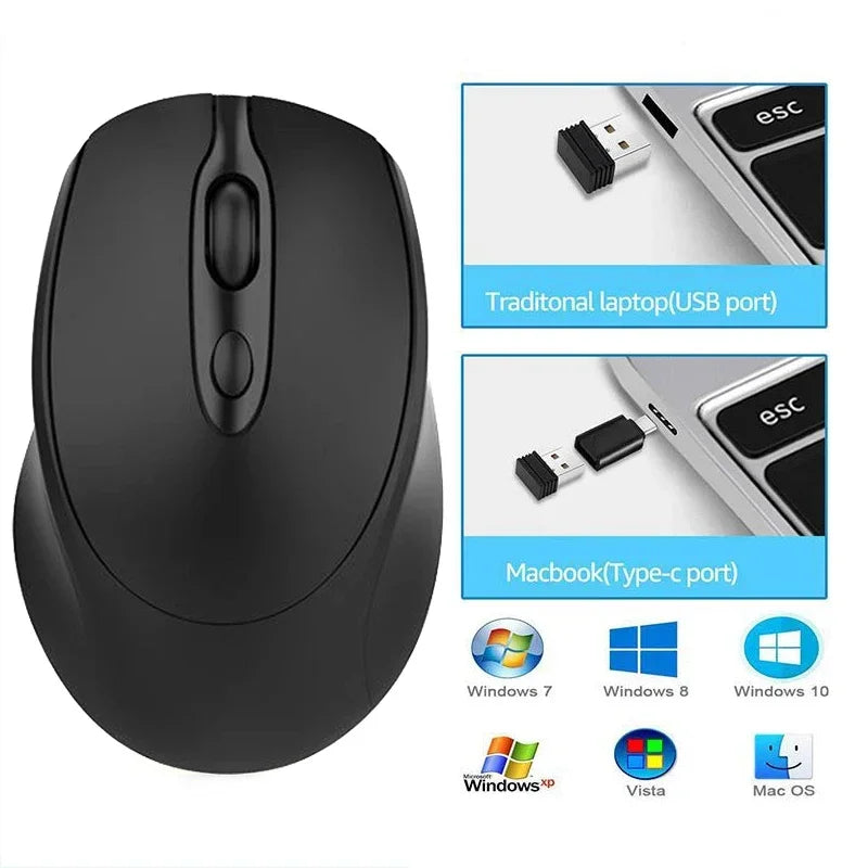 Rechargeable Wireless Computer Mouse 2.4G Bluetooth-Compatible Wireless Mouse USB Silent Gamer Mice For PC Laptop Macbook Tablet